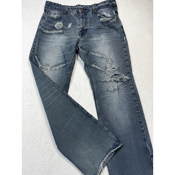 Jordan Craig Rip And Repair Straight Fit Jeans 36x32 Distressed Denim Streetwear - Picture 1 of 12